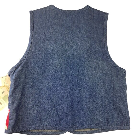 Vintage 90s Susan Bristol Patchwork Denim Vest S Multi Deadstock Retro Country - Picture 3 of 9